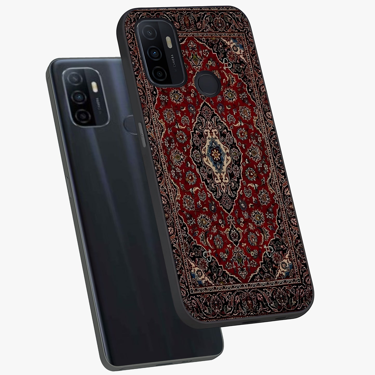Heritage Carpet Royale Glass Case displayed in angled mockup highlighting intricate royal carpet design with heritage aesthetic.