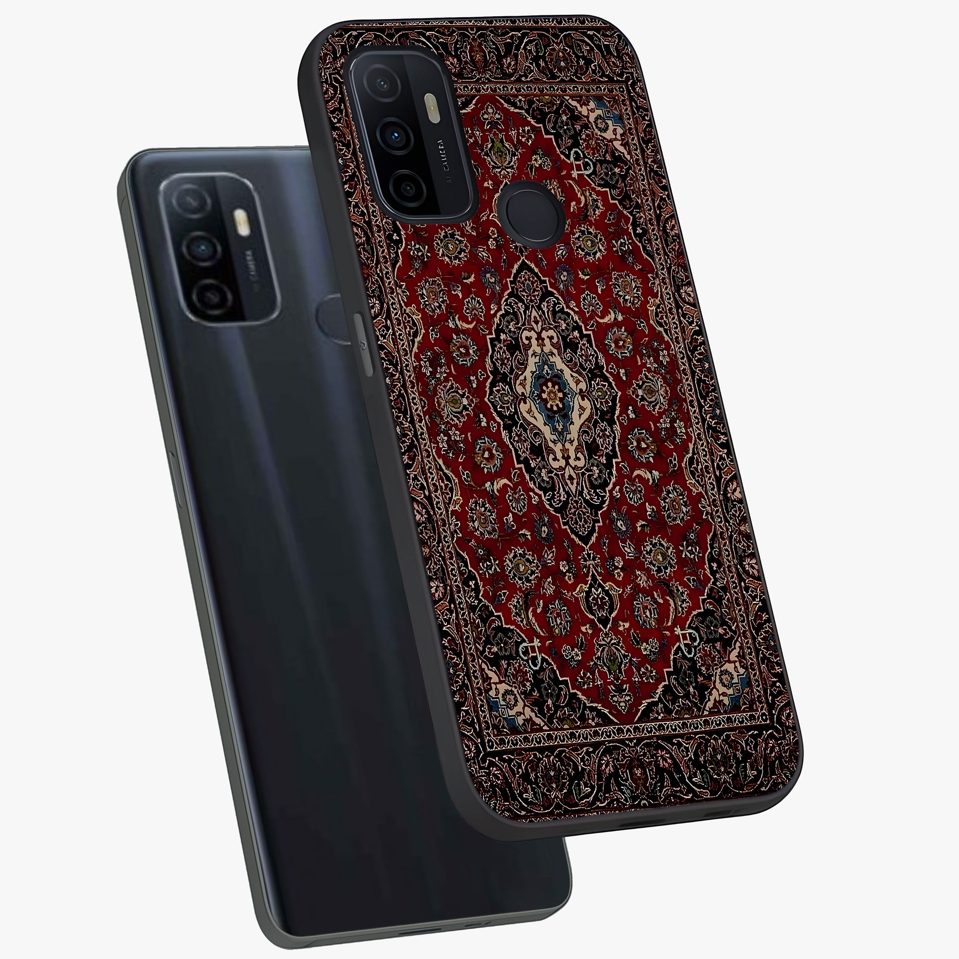 Heritage Carpet Royale Glass Case displayed in angled mockup highlighting intricate royal carpet design with heritage aesthetic.