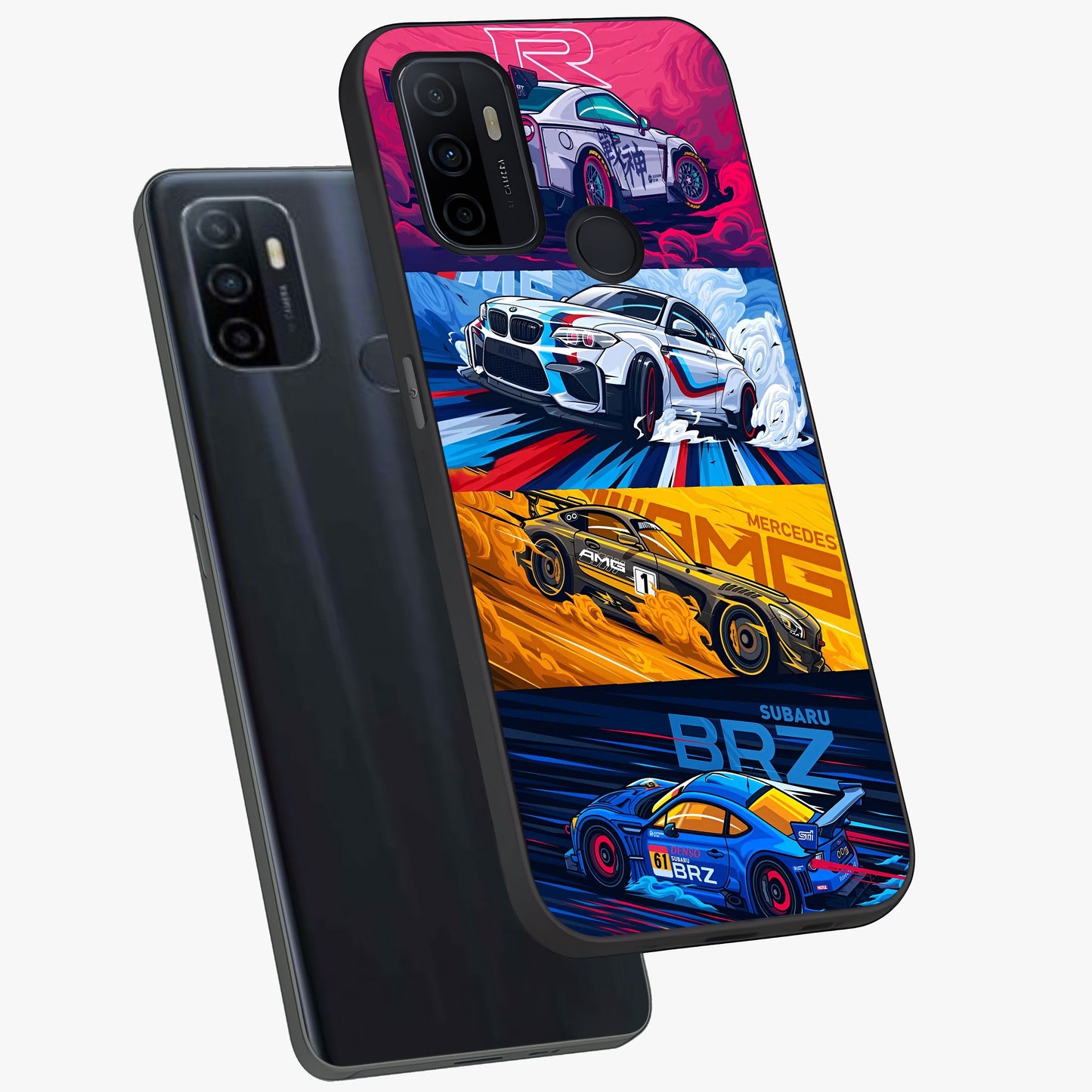 JDM Sports Car Glass Case displayed in angled mockup highlighting sleek Japanese racing car design with automotive aesthetic.