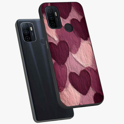 Layered Paper Hearts Glass Case displayed in angled mockup highlighting creative paper craft heart design with romantic aesthetic.