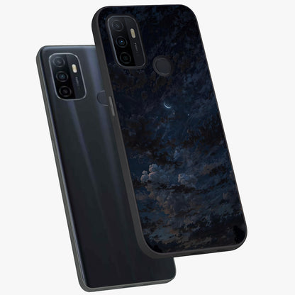 Lunar Veil Silence Glass Case displayed in angled mockup highlighting soft lunar design with peaceful celestial aesthetic.