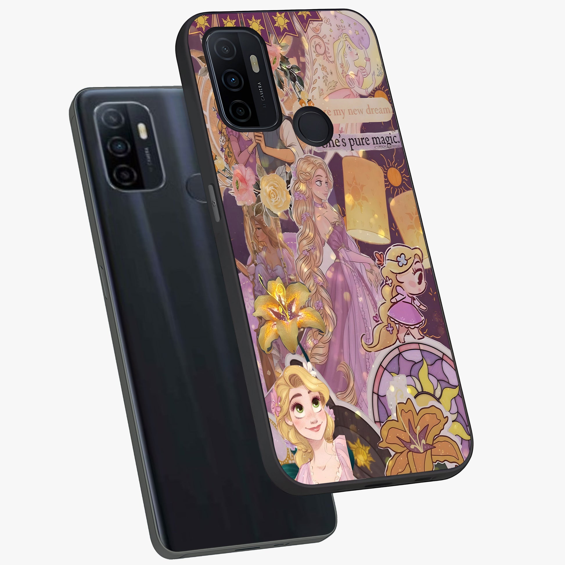 Magical Tangled Dream Glass Case displayed in angled mockup highlighting whimsical fantasy design with magical aesthetic.