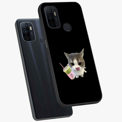 Matcha Cat Style Glass Case displayed in angled mockup highlighting playful feline design with pastel matcha aesthetic.