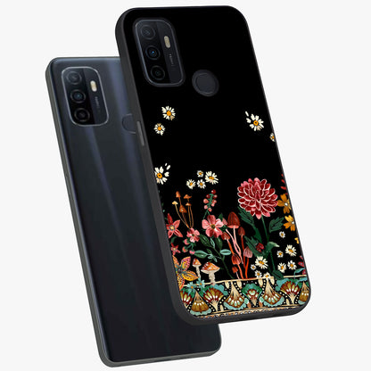 Midnight Bloom Pattern Glass Case displayed in angled mockup highlighting elegant flower design with midnight aesthetic style.