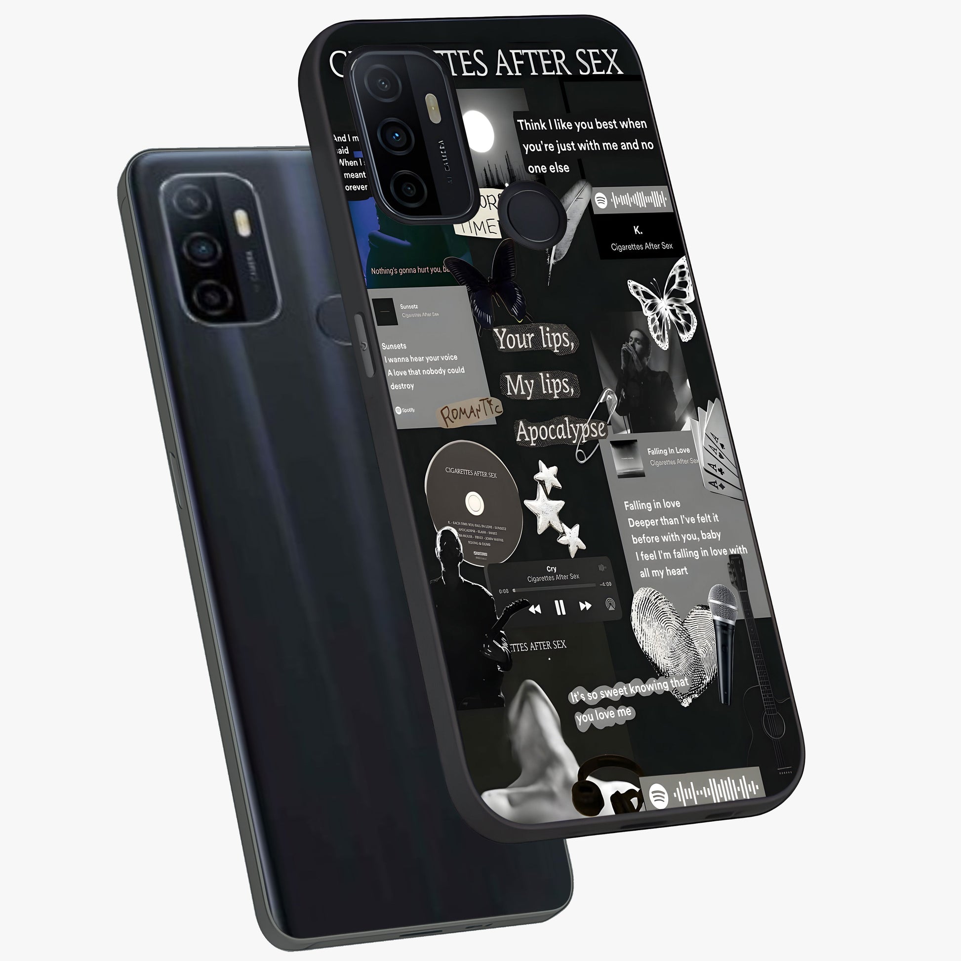 Midnight Love Echo Glass Case displayed in angled mockup highlighting elegant love inspired design with deep aesthetic style.