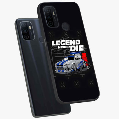 Midnight Racing Legacy Glass Case displayed in angled mockup highlighting dynamic automotive design with bold midnight aesthetic.
