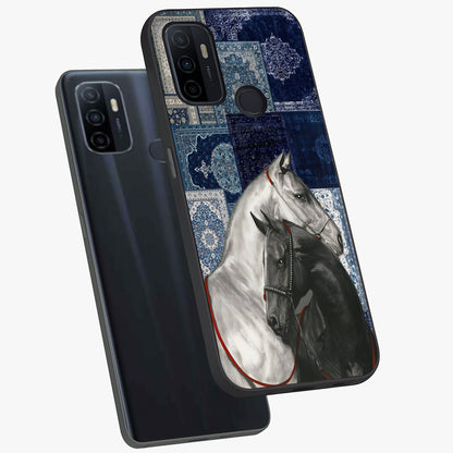 Midnight Stallion Blues Glass Case displayed in angled mockup highlighting powerful stallion illustration with deep midnight tones.