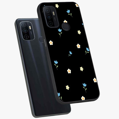 Minimal Petal Whispers Glass Case displayed in angled mockup highlighting delicate petal design with clean minimal aesthetic.