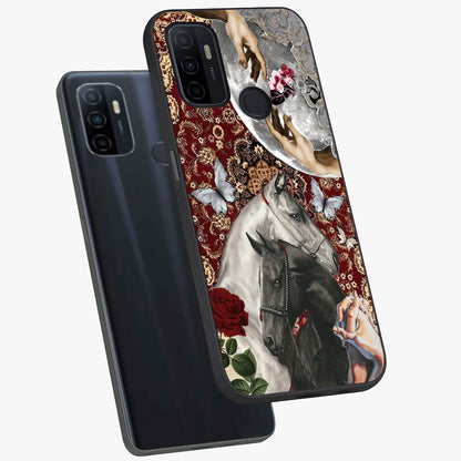 Moonlit Royal Stallion Glass Case displayed in angled mockup highlighting powerful stallion illustration with royal night aesthetic.