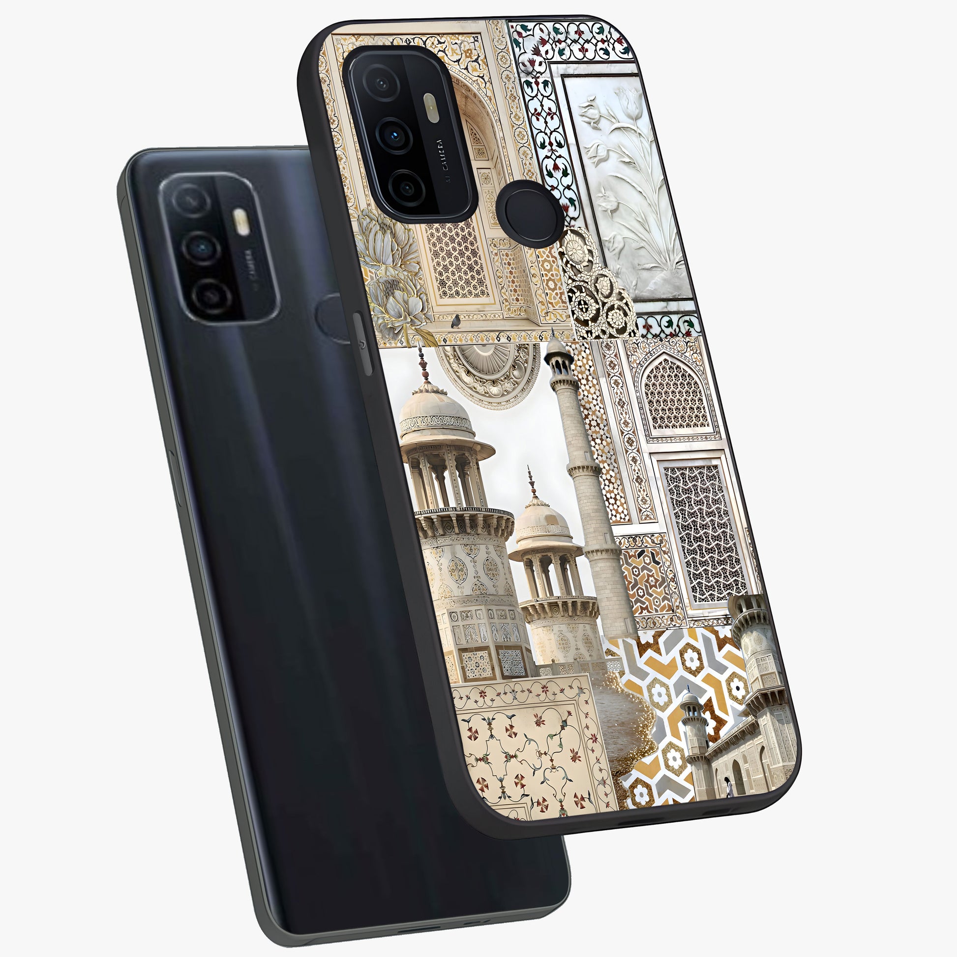 Mughal Marble Legacy Glass Case displayed in angled mockup highlighting elegant heritage marble artwork with royal aesthetic.
