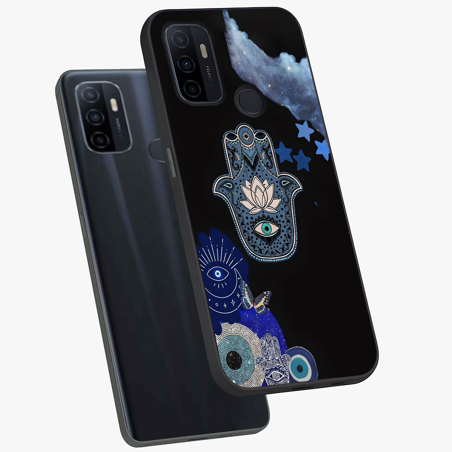 Mystic Hand Aura Glass Case displayed in angled mockup highlighting magical aura design with spiritual aesthetic style.