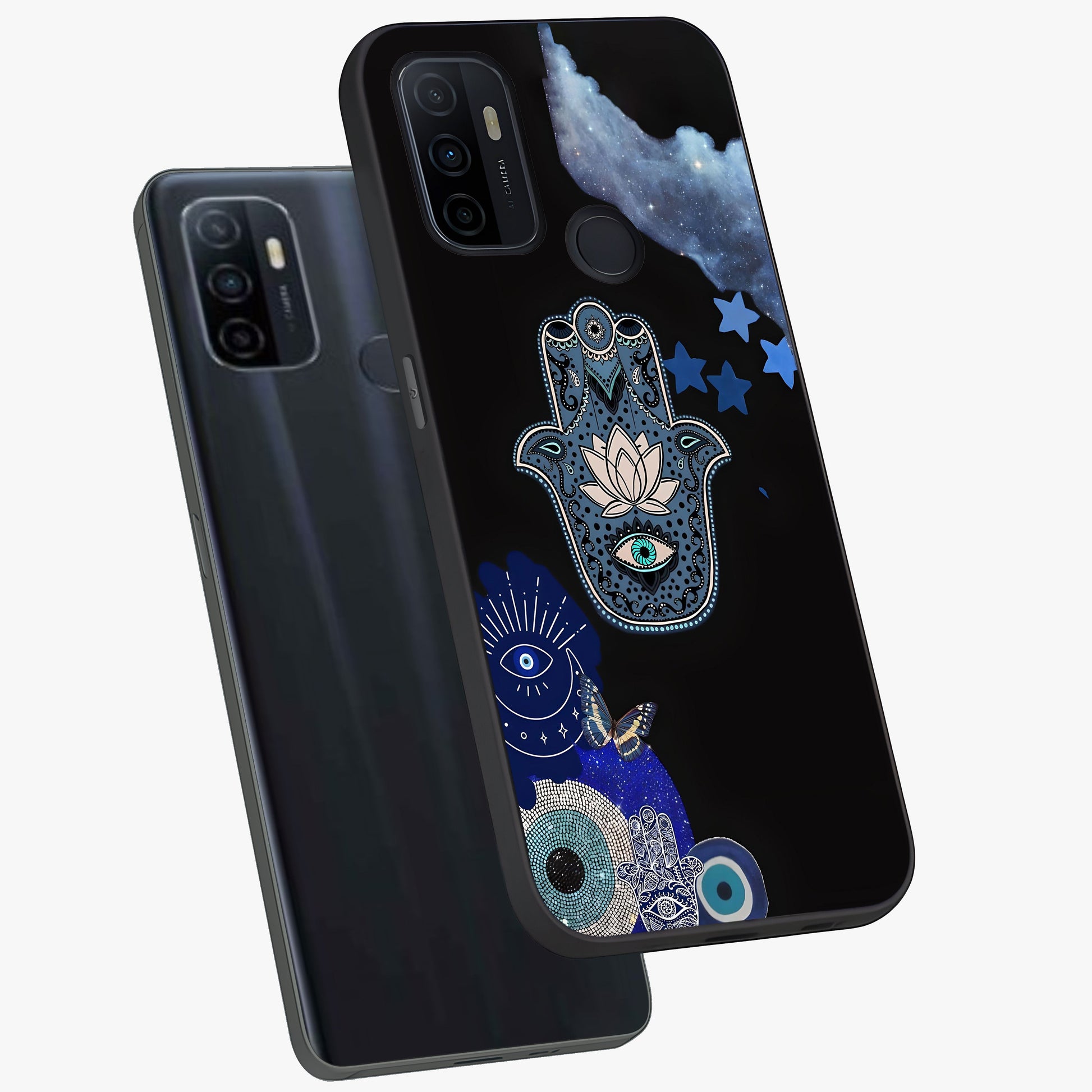 Mystic Hand Aura Glass Case displayed in angled mockup highlighting magical aura design with spiritual aesthetic style.