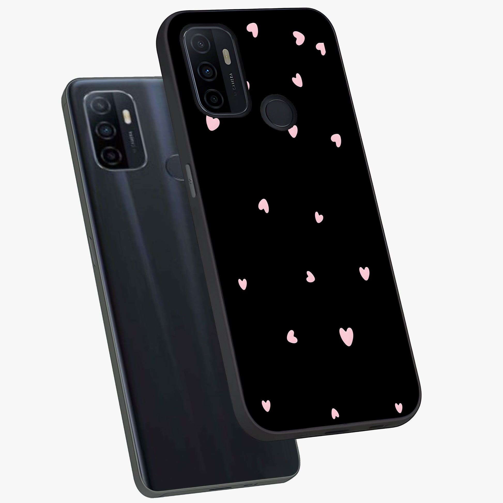 Pink Love Drops Glass Case displayed in angled mockup highlighting cute love drop design with vibrant pink aesthetic.