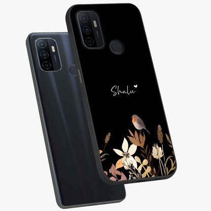 Quiet Garden Tune Custom Name Glass Case displayed in angled mockup highlighting delicate floral garden design with custom name feature.