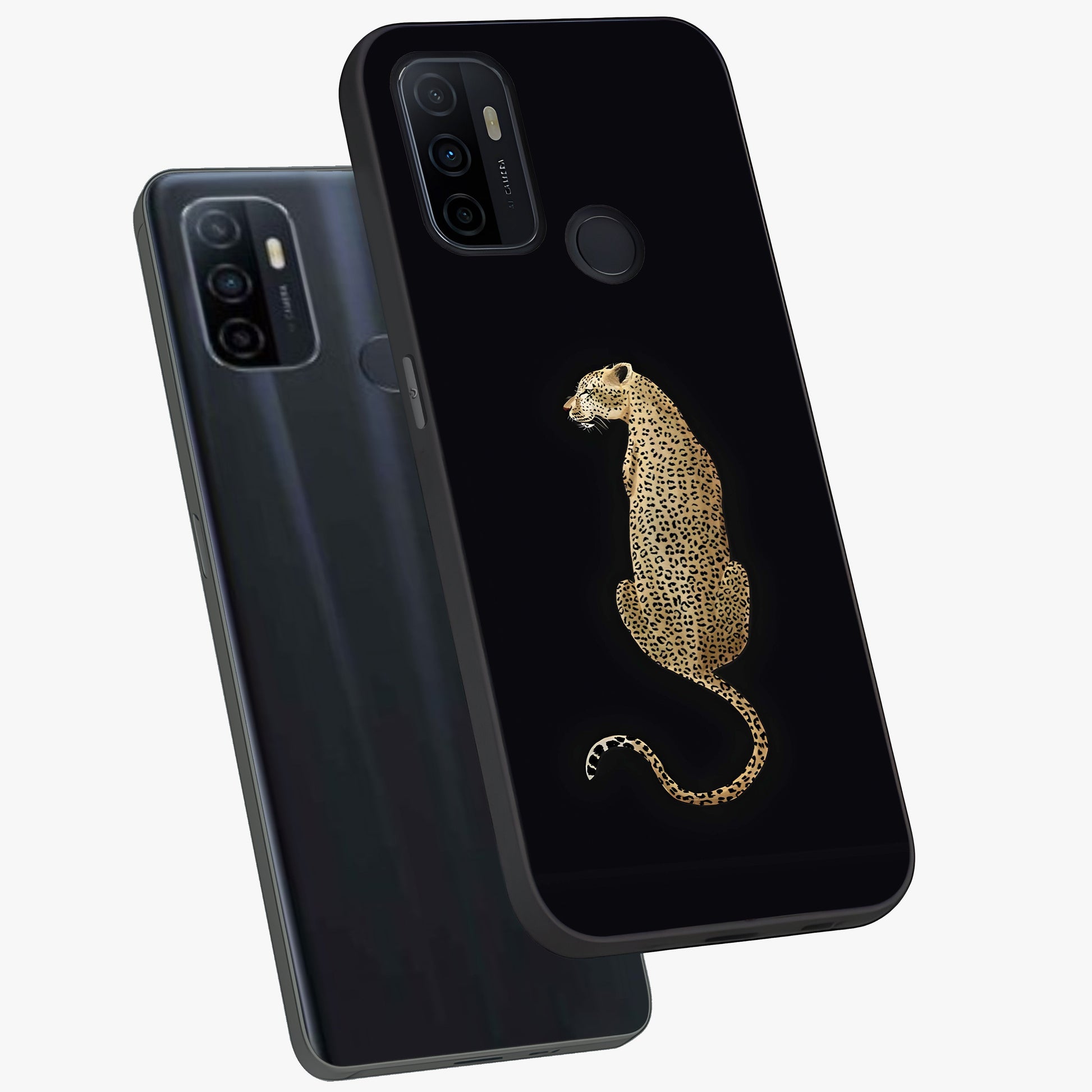 Regal Leopard Glass Case displayed in angled mockup highlighting powerful animal illustration with stylish wild aesthetic.