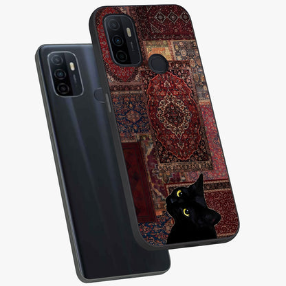 Regal Magic Cat Apple Glass Case displayed in angled mockup highlighting whimsical feline design with fantasy aesthetic.