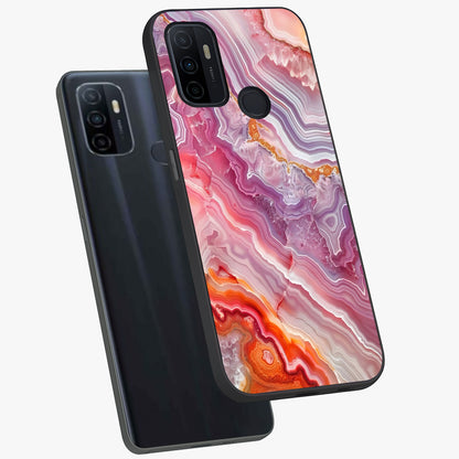 Rose Quartz Marble Glass Case displayed in angled mockup highlighting elegant marble pattern with soft aesthetic style.