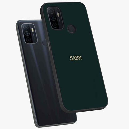 Sabr Minimal Patience Glass Case displayed in angled mockup highlighting simple inspirational design with clean aesthetic style.