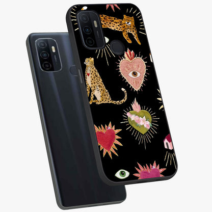 Sacred Jungle Heart Glass Case displayed in angled mockup highlighting lush tropical design with natural aesthetic style.