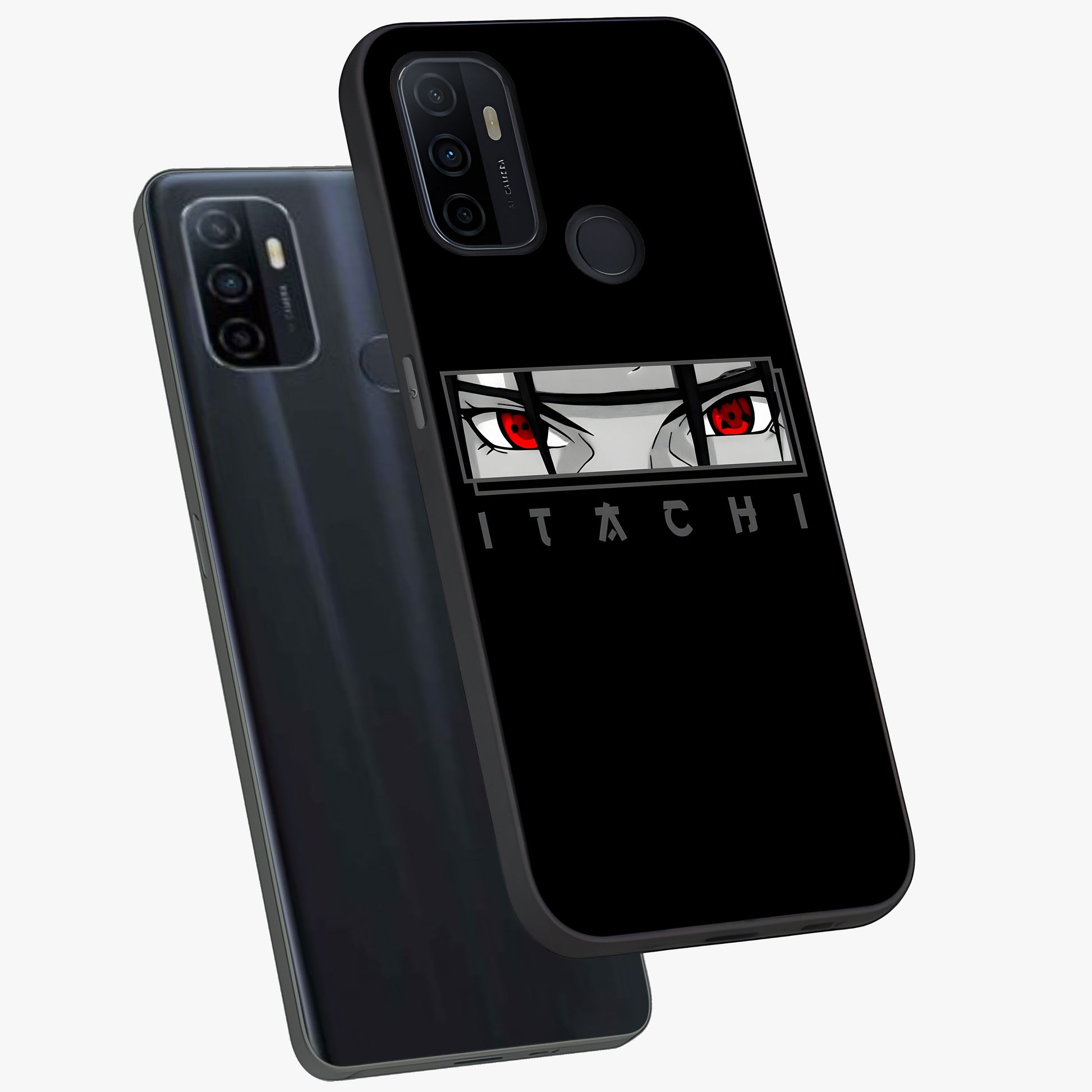 Scarlet Gaze Dominance Glass Case displayed in angled mockup highlighting intense visual design with bold scarlet aesthetic.