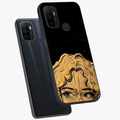 Shri Krishna Art Glass Case displayed in angled mockup highlighting spiritual Krishna illustration with divine aesthetic.