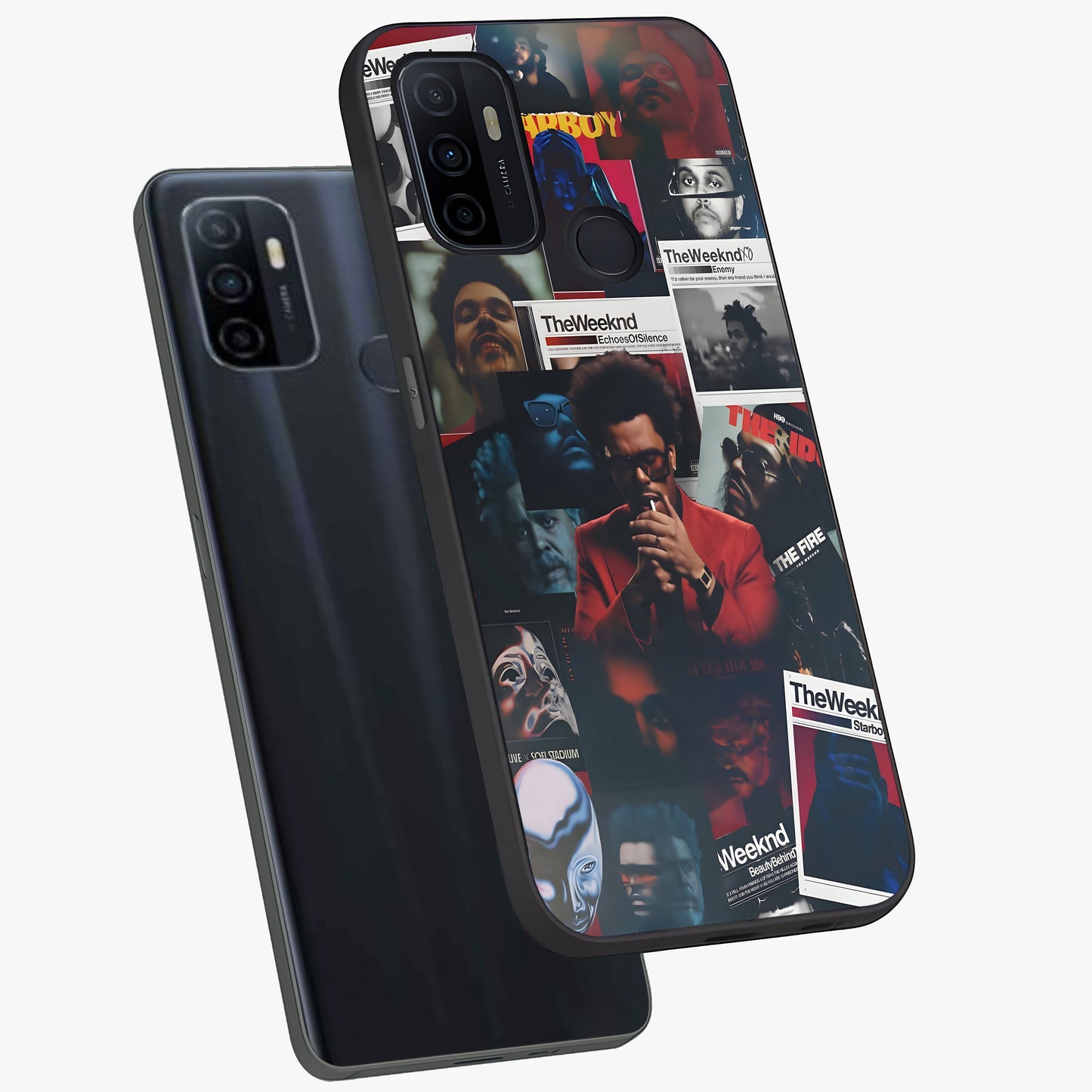 The Weeknd Glass Case displayed in angled mockup highlighting stylish pop culture inspired design with modern aesthetic.