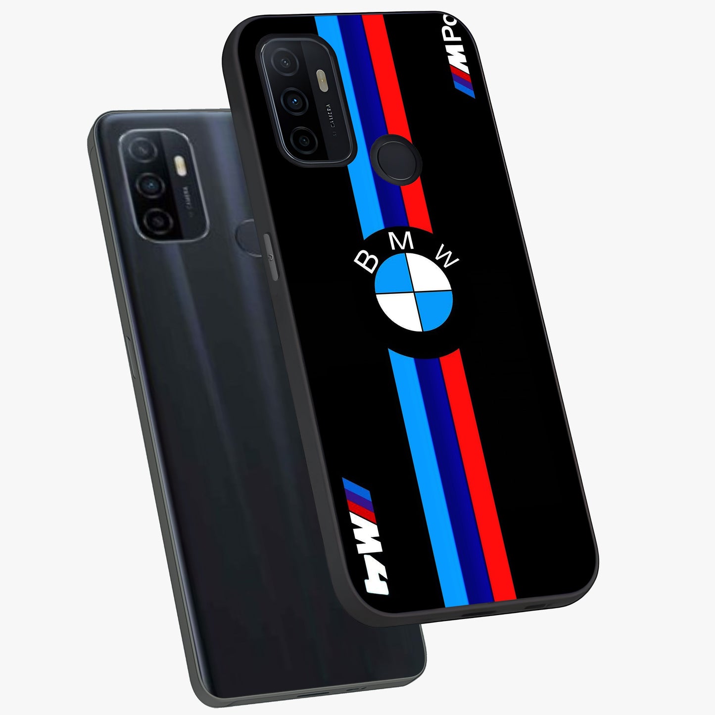 Turbo BMW Beast Glass Case displayed in angled mockup highlighting sleek racing car design with bold automotive aesthetic.