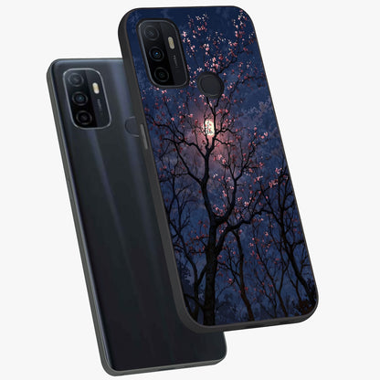 Twilight Sakura Serenade Glass Case displayed in angled mockup highlighting delicate sakura flower design with dreamy aesthetic.