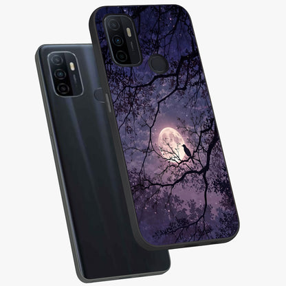 Whispering Moon Silence Glass Case displayed in angled mockup highlighting calm lunar design with dreamy night aesthetic.