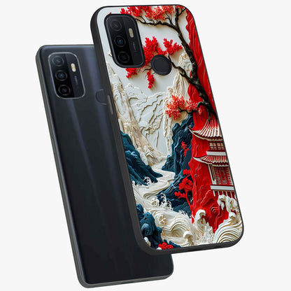 Whispers Of Sakura Waves Glass Case displayed in angled mockup highlighting flowing sakura design with soft floral aesthetic.