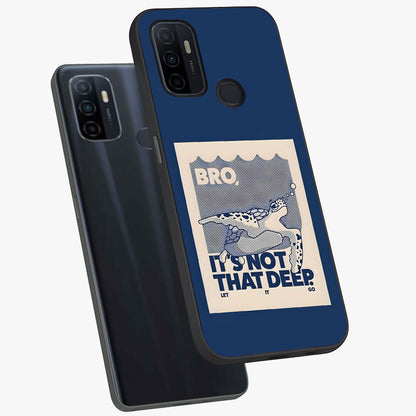 Worry Less Swim Glass Case displayed in angled mockup highlighting fun typography design with relaxed aesthetic style.