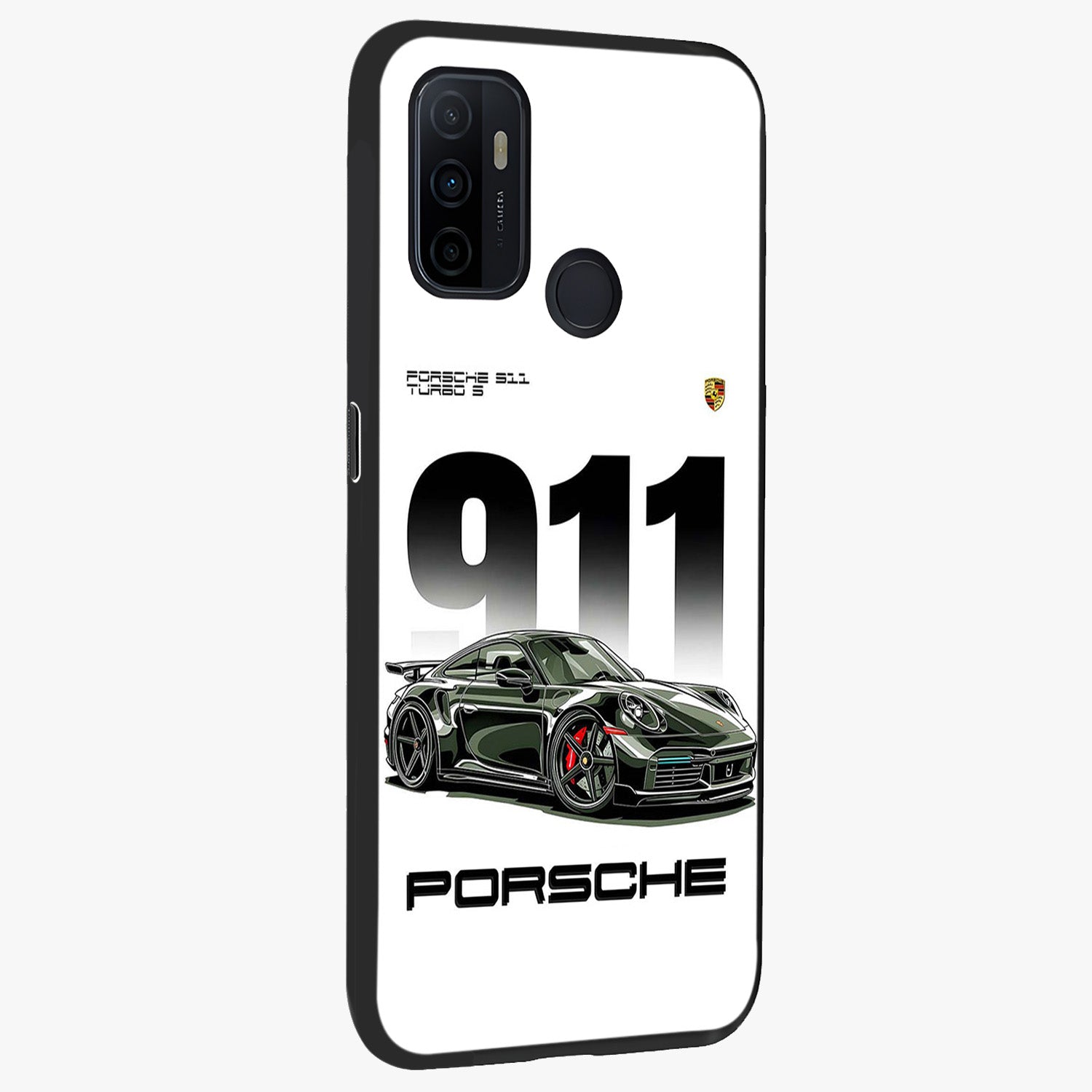 911 Turbo Dominance Glass Case upright perspective showcasing powerful racing design and modern automotive aesthetic.