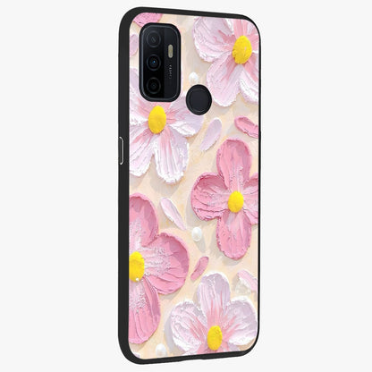 Blush Bloom Texture Glass Case upright view showcasing delicate blush floral texture with modern minimal style.