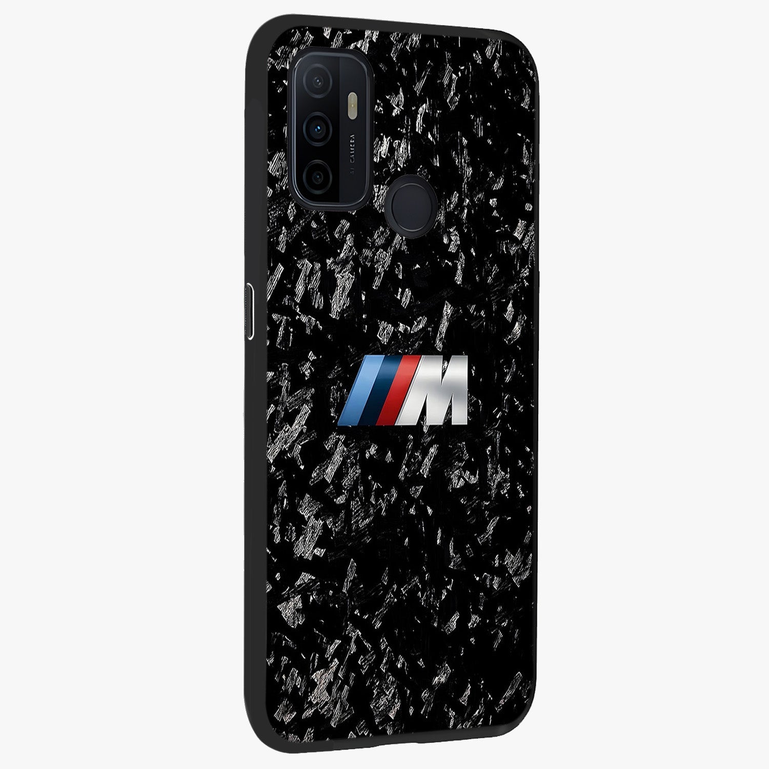 Carbon Speed Mark Glass Case upright view showcasing modern carbon speed graphic with bold automotive theme.