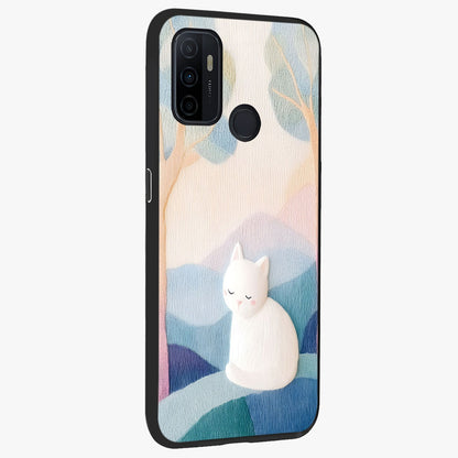 Cotton Dream Cat Glass Case upright view showcasing charming cat artwork with cozy dreamy theme.