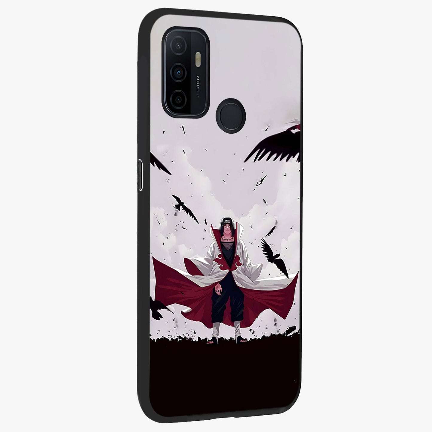Crimson Crow Ascension Glass Case upright view showcasing dramatic crow artwork with bold gothic theme.