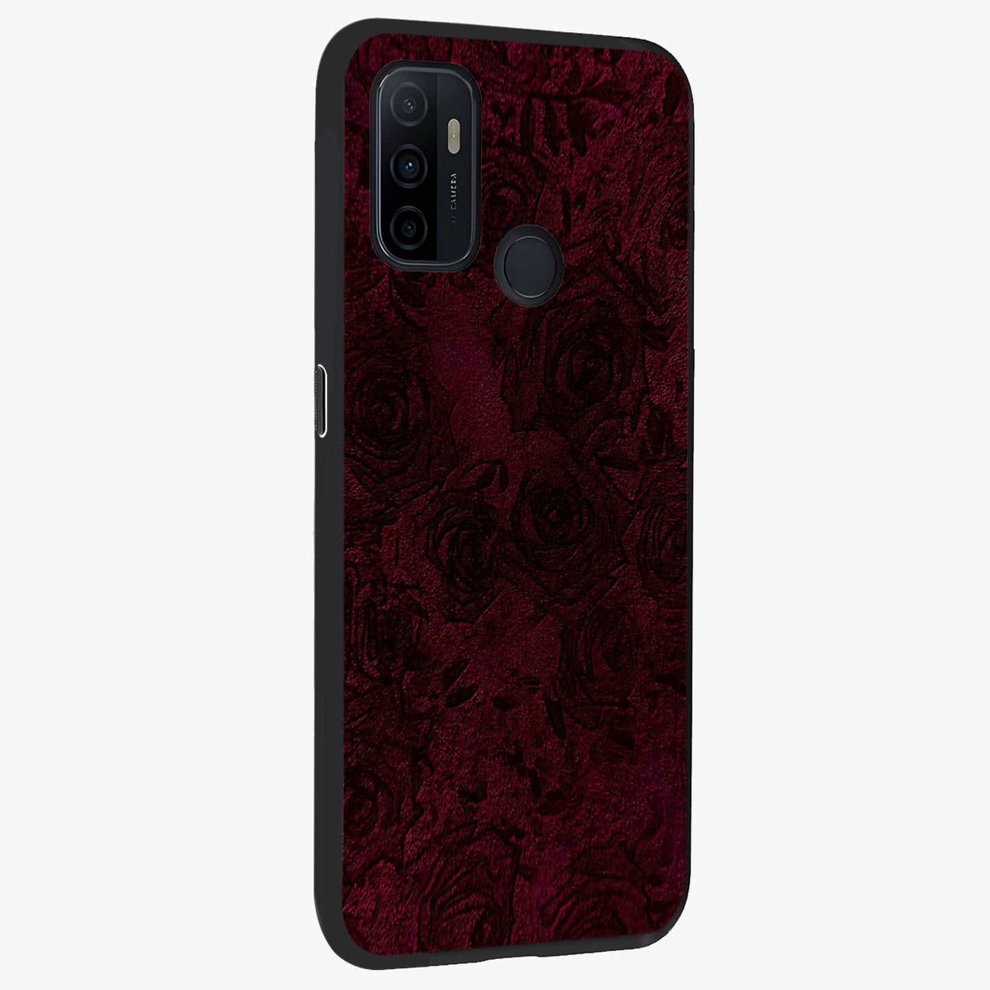 Crimson Fade Flow Glass Case upright view showcasing dynamic crimson flow artwork with stylish abstract theme.