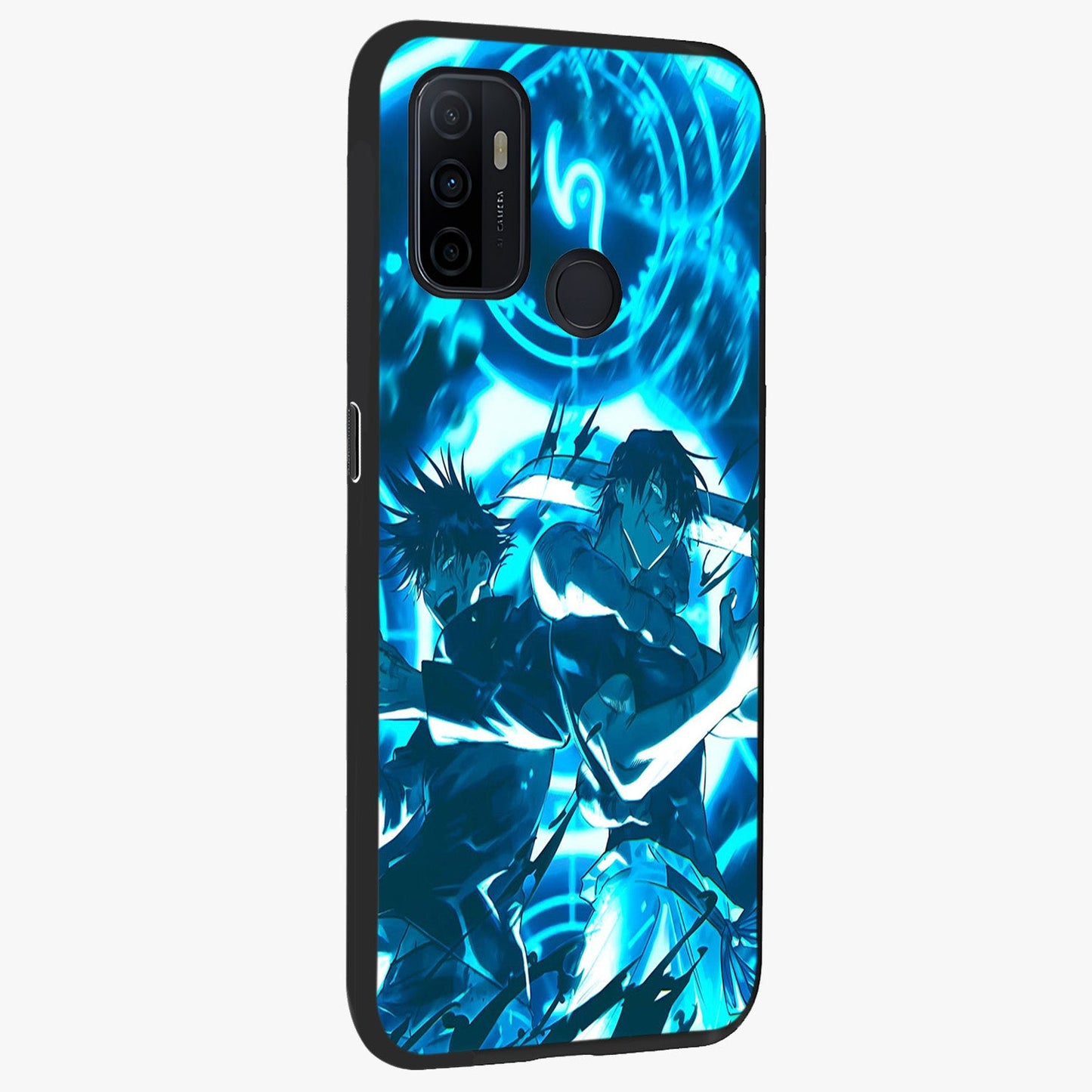 Cursed Energy Clash Glass Case upright view showcasing dramatic clash artwork with bold supernatural theme.