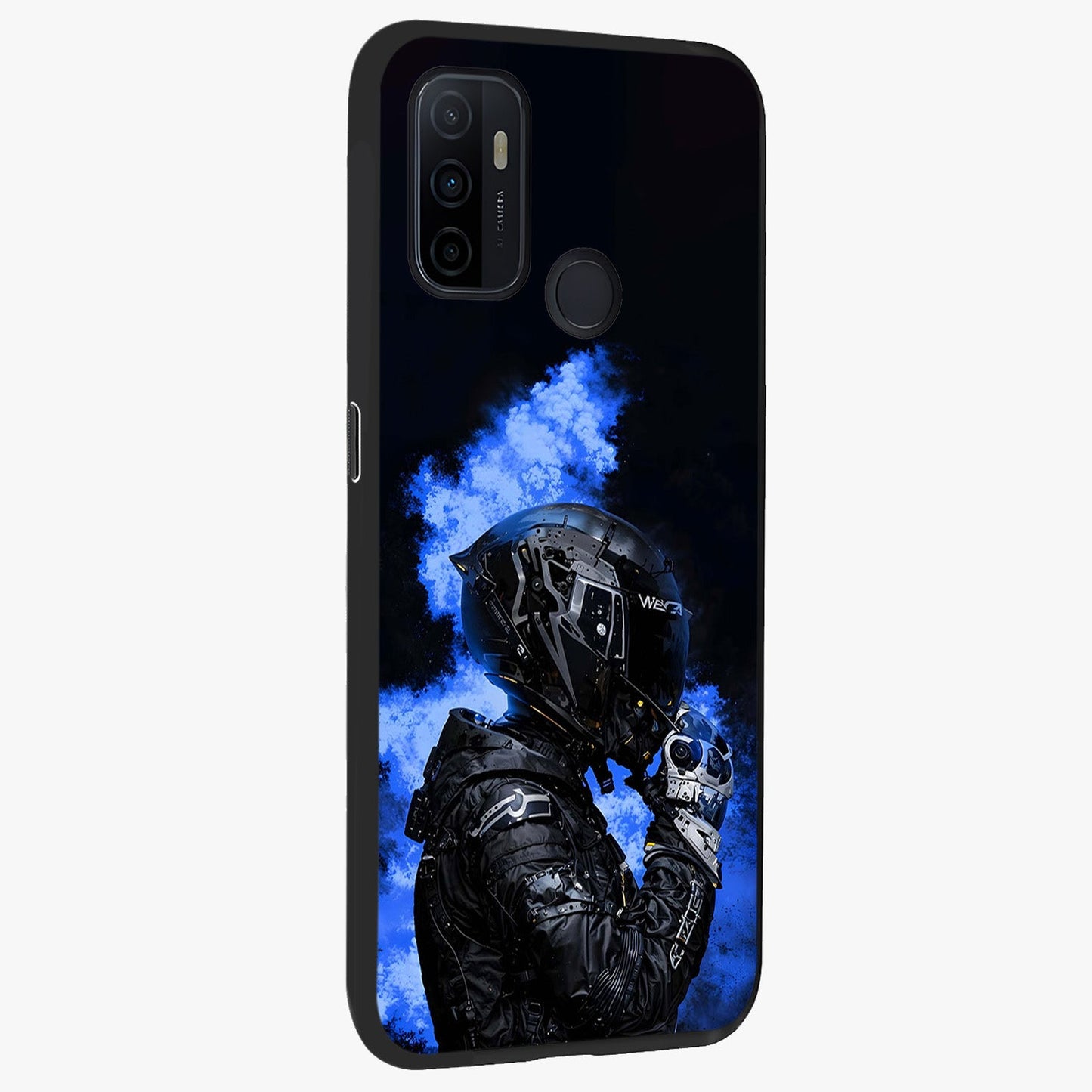 Cyber Sentinel Protocol Glass Case upright view showcasing advanced cyber sentinel artwork with futuristic tech theme.