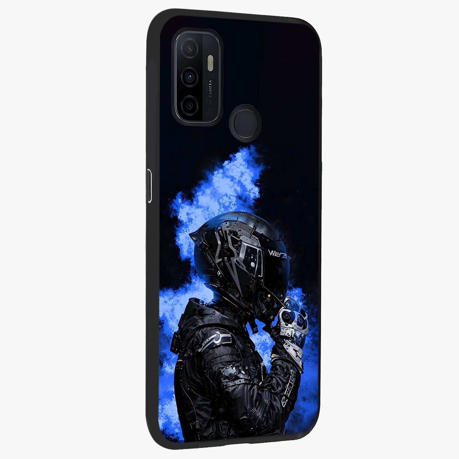 Cyber Sentinel Protocol Glass Case upright view showcasing advanced cyber sentinel artwork with futuristic tech theme.