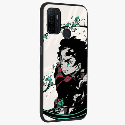 Demon Slayer Glass Case upright view showcasing powerful anime artwork with intense warrior theme.