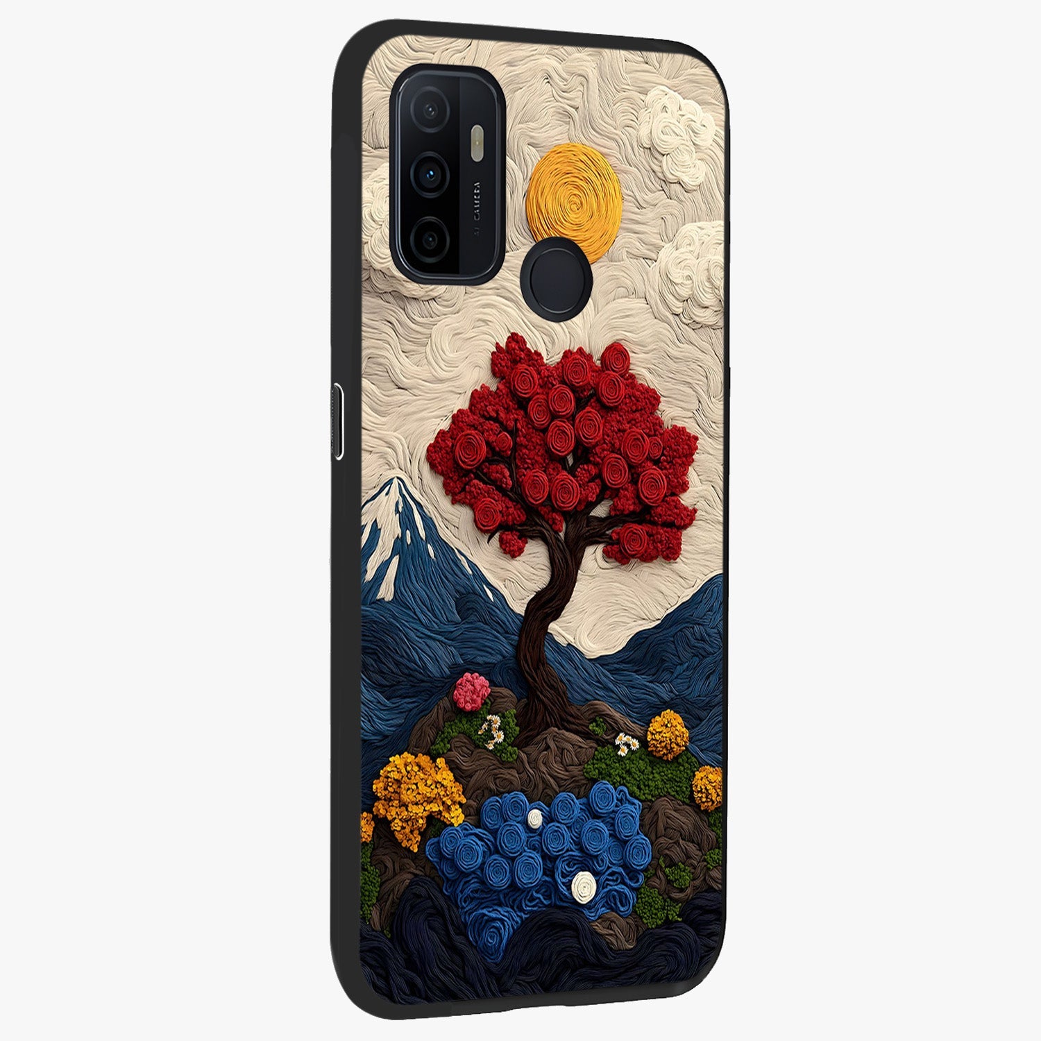 Eternal Nature Tapestry Glass Case upright view showcasing elegant nature tapestry design with decorative style.