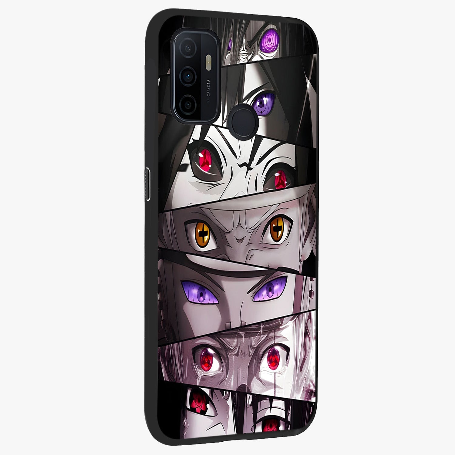 Eyes of Destiny Glass Case upright view showcasing symbolic eye artwork with dramatic artistic theme.
