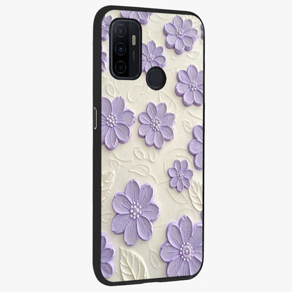 Floral Wall Art With Purple Flowers Glass Case upright view showcasing elegant purple flower artwork with decorative floral theme.