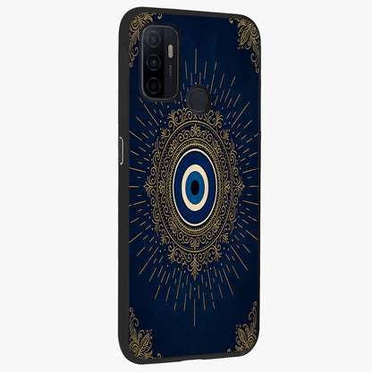 Golden Celestial Charm Glass Case upright view showcasing radiant celestial artwork with elegant golden theme.