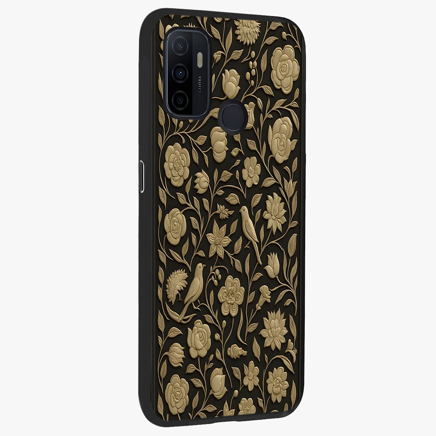Golden Evil Eye Mandala Glass Case upright view showcasing decorative evil eye mandala artwork with spiritual aesthetic style.