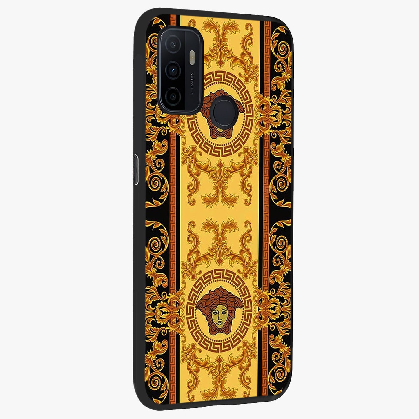 Golden Lotus Glow Glass Case upright view showcasing luminous lotus artwork with peaceful divine theme.