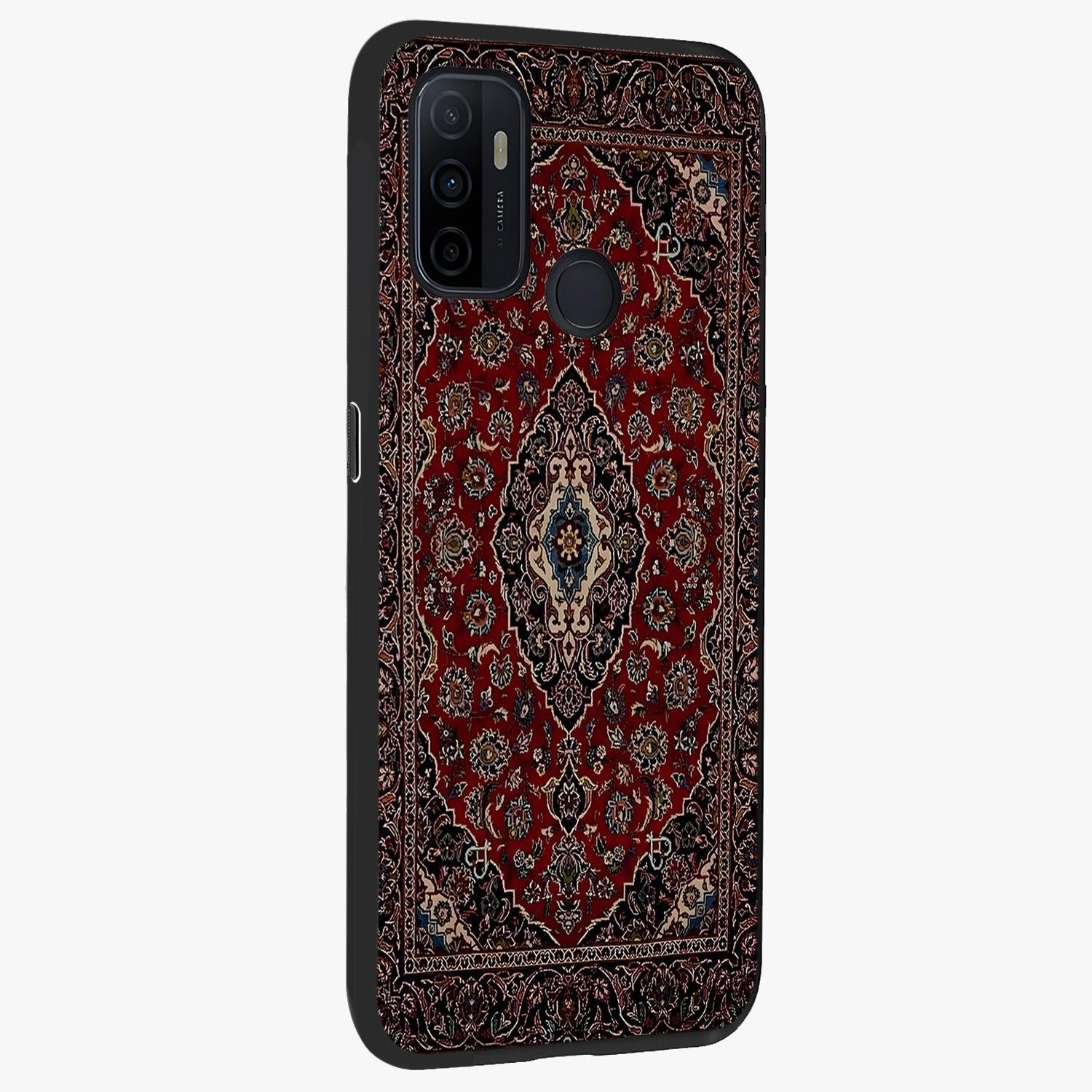 Heritage Carpet Royale Glass Case upright view showcasing detailed ornamental artwork with luxurious traditional theme.