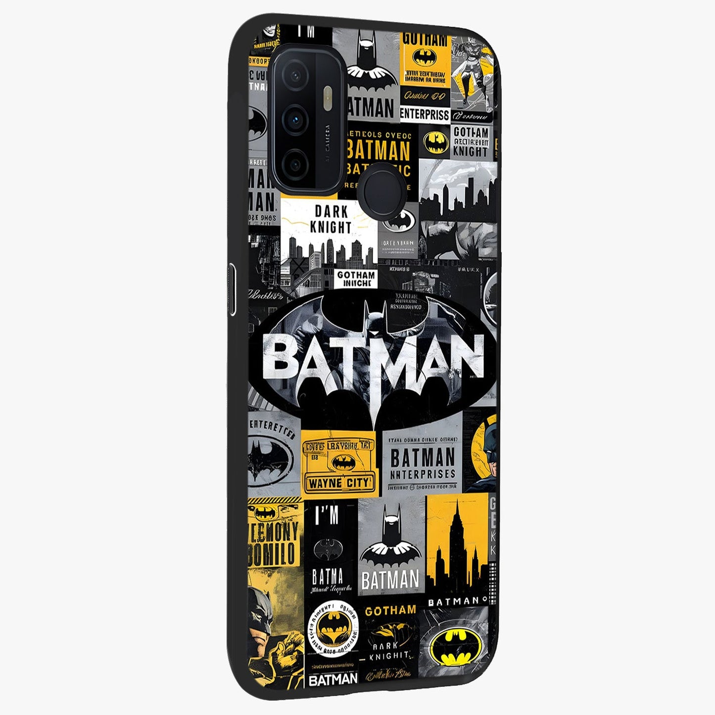 Knight Gotham Rise Glass Case upright view showcasing bold vigilante themed artwork with gothic city vibe.