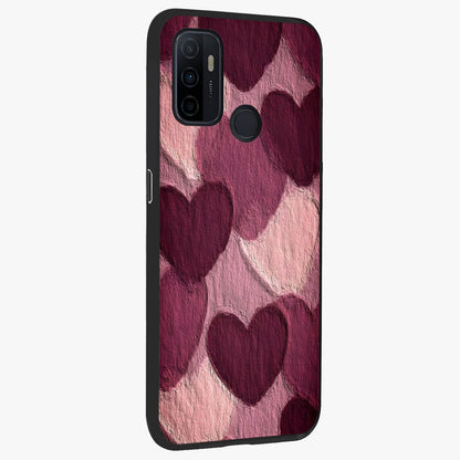 Layered Paper Hearts Glass Case upright view showcasing decorative layered heart artwork with sweet love theme.